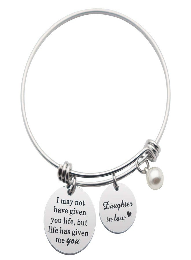 CHENVA Daughter in Law Charm Bracelet Stainless Steel Adjustable Bangle Daughter in Law Step Daughter Birthday Wedding Gift (I may not have given you life, but life has given me you) - Image 1